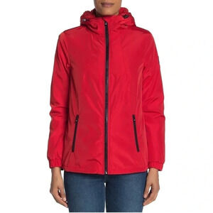 Michael Kors Red Faux Sherpa Jacket Winter Coat XS Cozy Warm Hooded